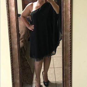 Black formal dress one shoulder